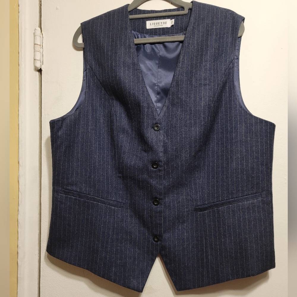 LISUEYNE COLLECTION Ladie's Blue Stripe Vest Size 2XL